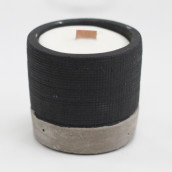 Concrete Wooden Candle - Pot - Black - Brandy Butter - Click Image to Close